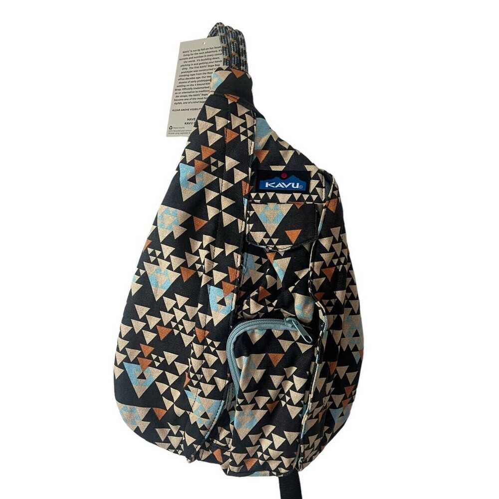 Kavu Sling Bag with Geometric Pattern - Black, Brown, Blue